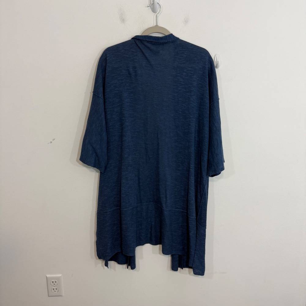 Eileen Fisher Womens Cardigan L/XL Blue Organic Linen Blend Lagenlook Kimono - Picture 6 of 13